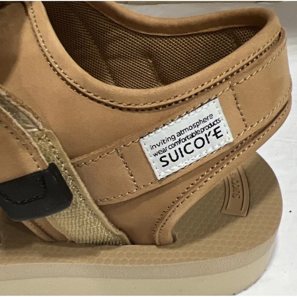 Suicoke GGA-VCU Slide Sandals Tan Triple Adjustable Straps Vibram Sole Men's 12